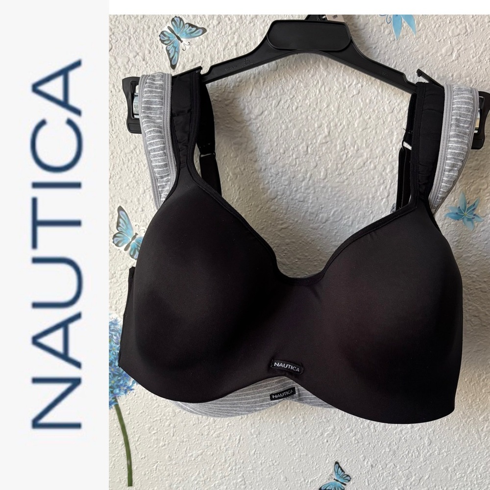 2pc Nautica Women's Black and Gray Bra